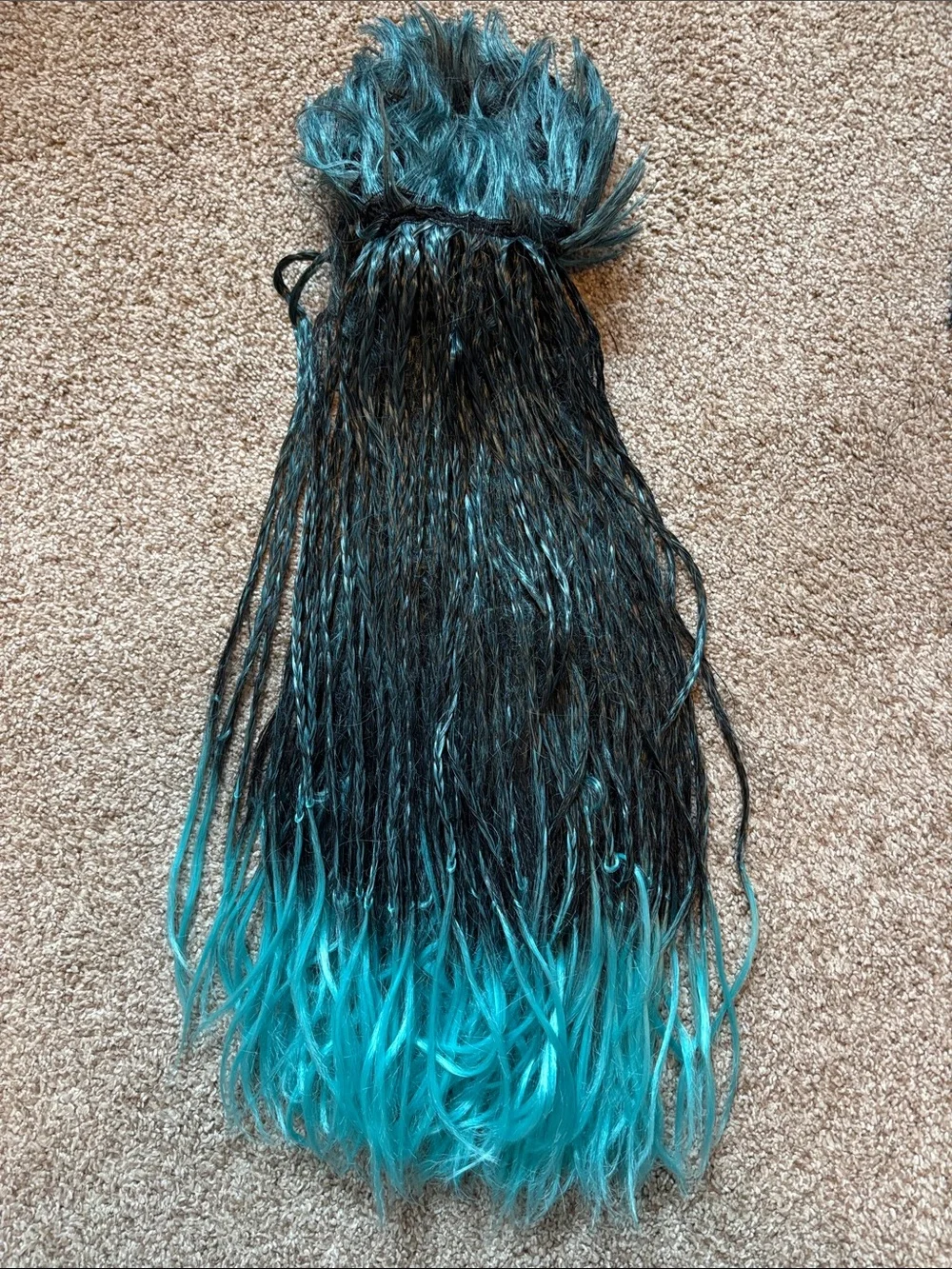 Black to Teal Ombre Synthetic Hair Wig - Halloween, Costume, Party Wig